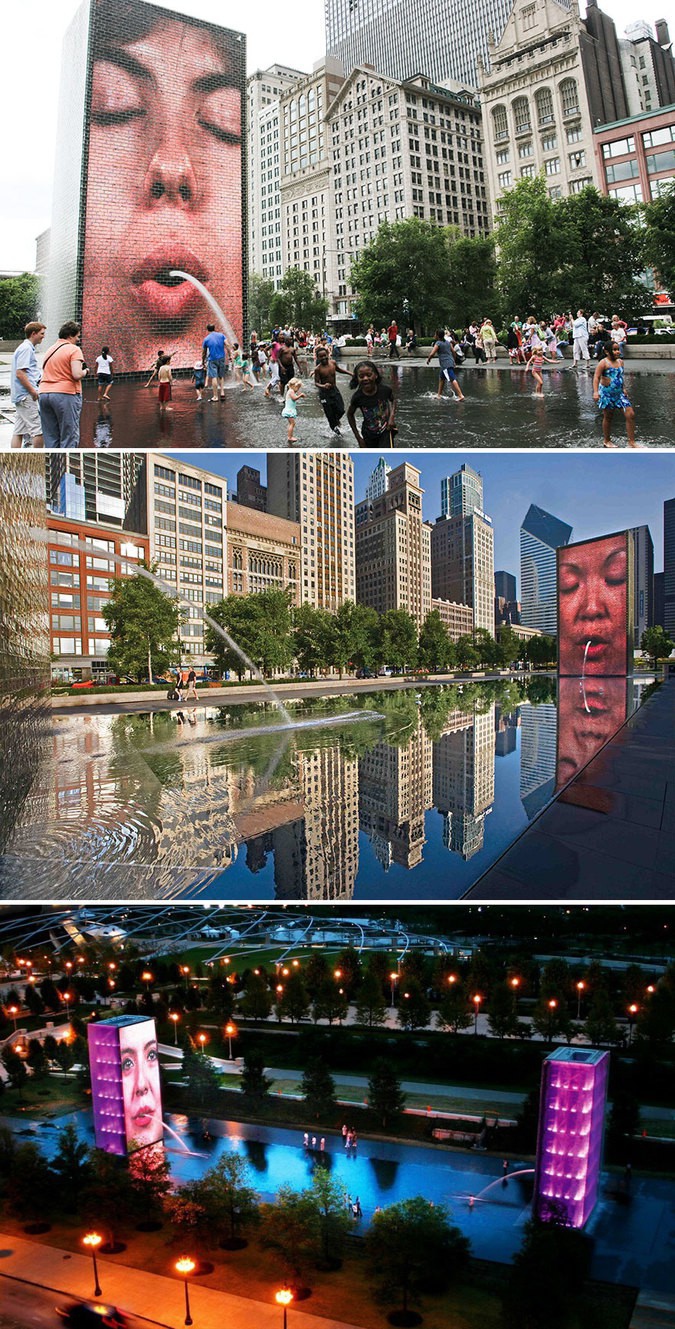 «Краун-фонтан», парк Миллениум, Чикаго, США