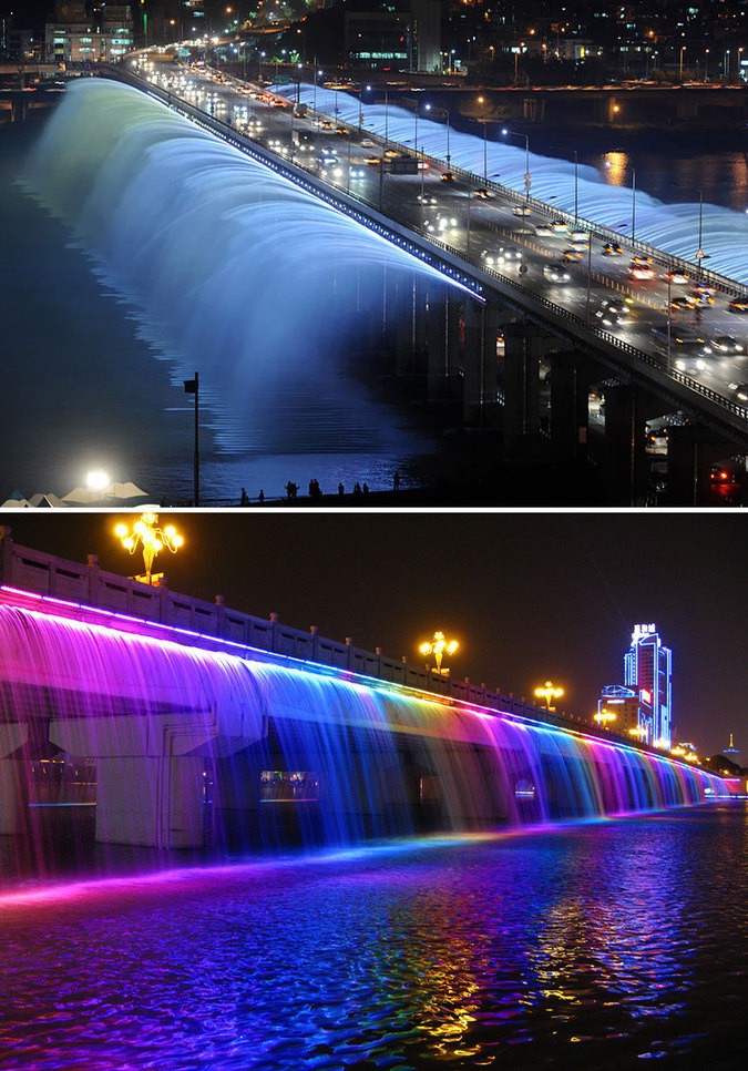 мост-фонтан в Сеуле, Южная Корея