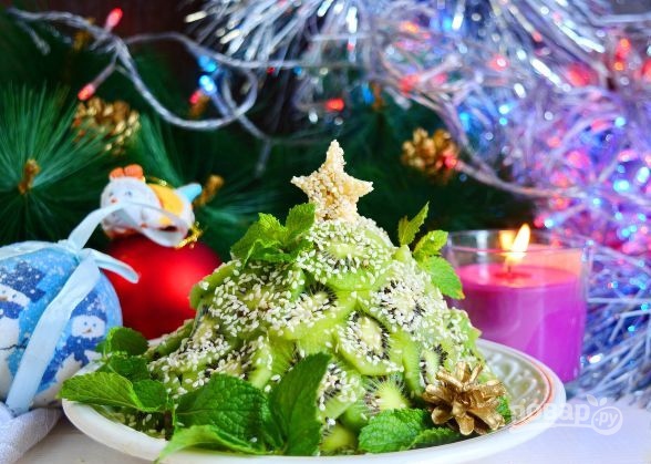 Фруктовый салат "Новогодняя ёлка" - рецепт